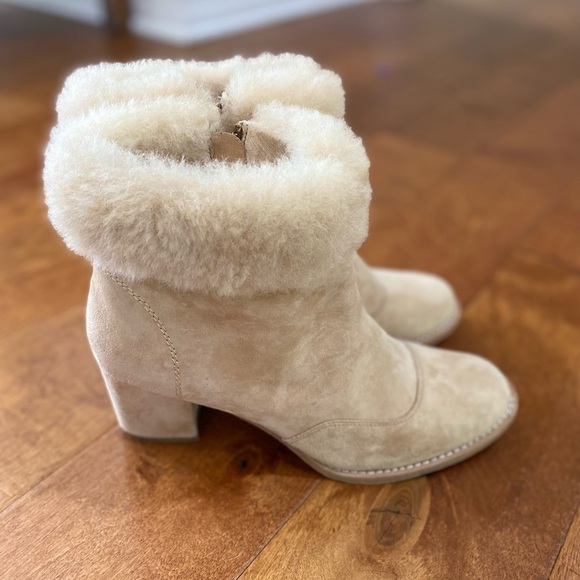 ANTHROPOLOGIE Bill Blass Shearling-trimmed Booties Size 8.5 - Picture 10 of 11